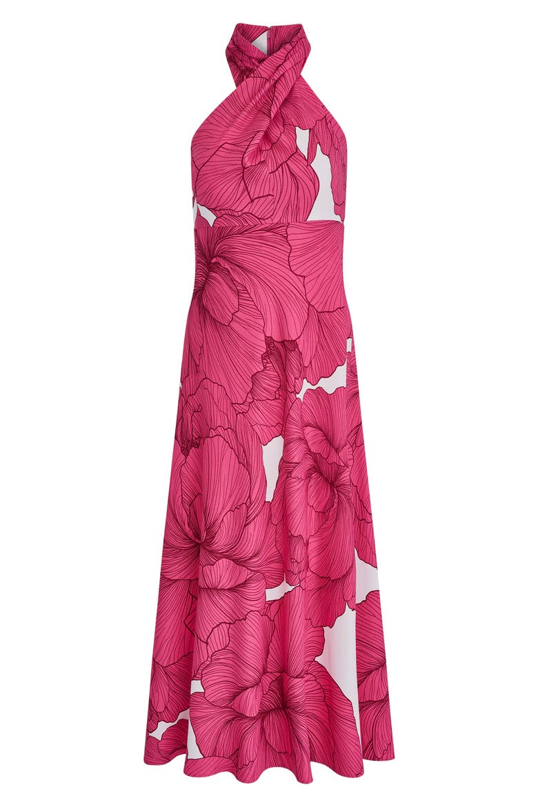 Floral Print A-Line Dress, Alternate, color, AZALEA MULI