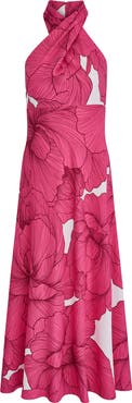 Donna Karan New York Floral Print A-Line Dress