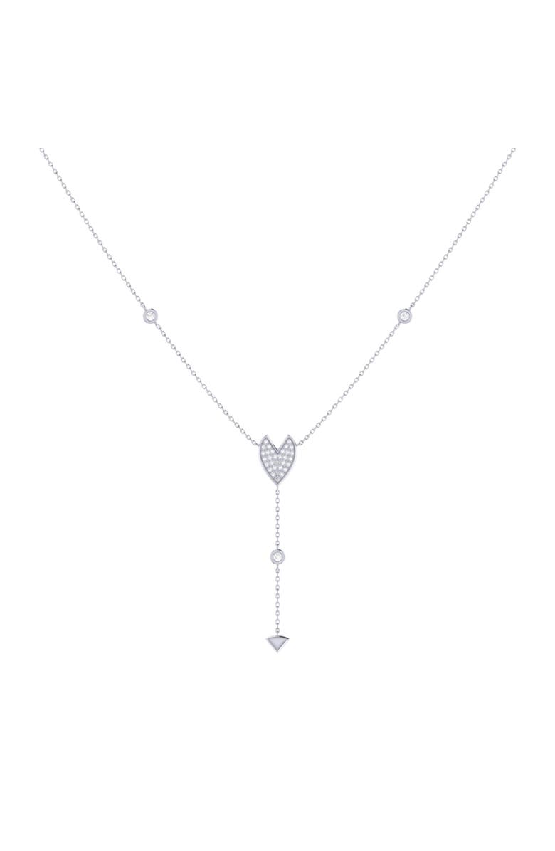 LuvMyJewelry Raindrop Drip Sterling Silver Diamond Y Necklace, Alternate, color, Silver
