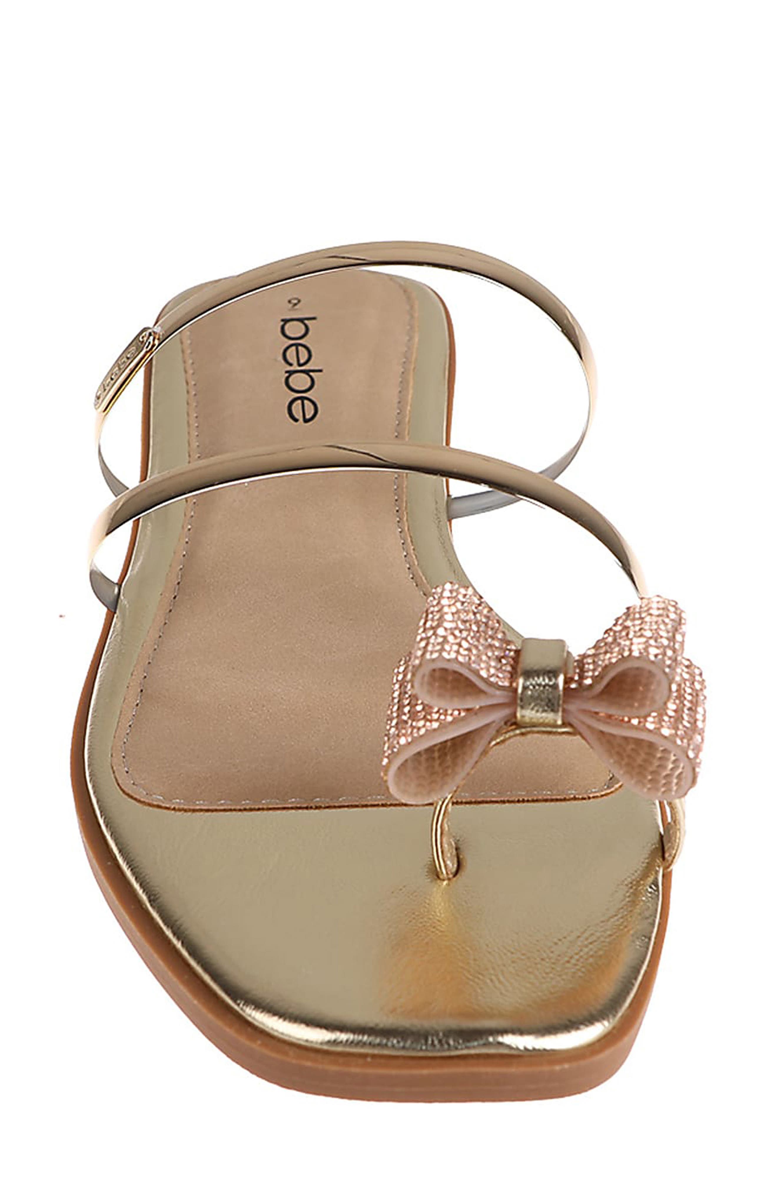 bebe Rhinestone Bow Toe Post Sandal (Women) | Nordstromrack