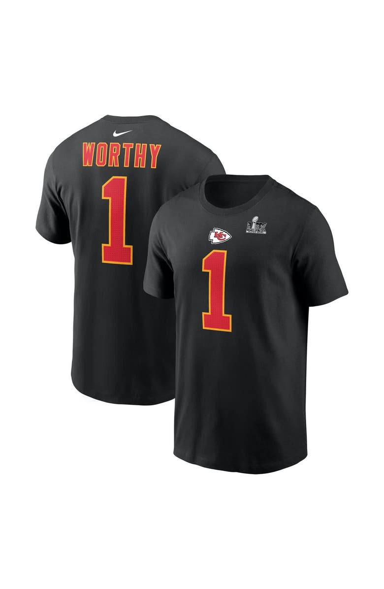 Nike Men's Nike Xavier Worthy Black Kansas City Chiefs Super Bowl LIX Name & Number T-Shirt, Main, color,