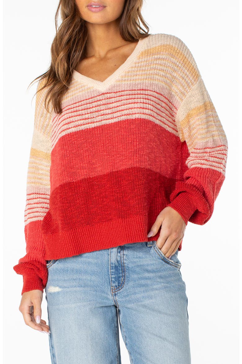 Vibes Level Stripe Sweater, Main, color, GINGER SPICE