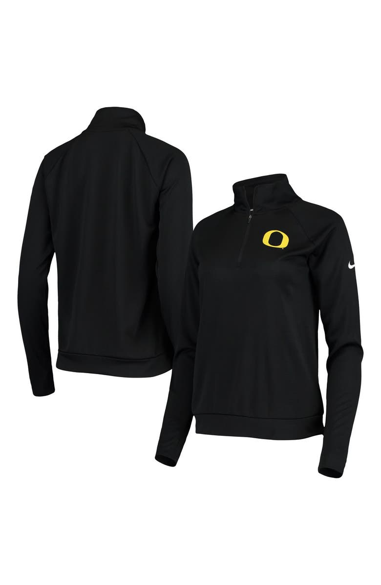 Nike Women's Nike Black Oregon Ducks Pacer Raglan Performance Quarter-Zip Jacket, Alternate, color, 