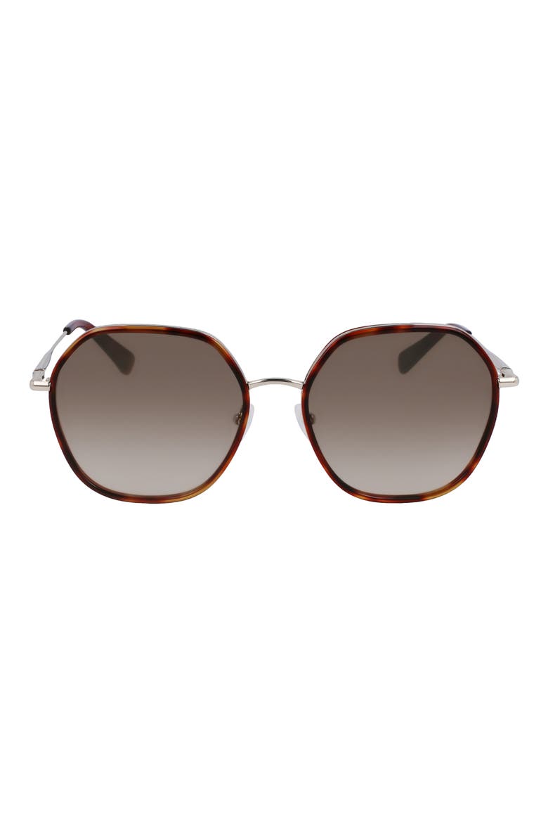 Roseau 58mm Gradient Rectangular Sunglasses, Main, color, GOLD/HAVANA