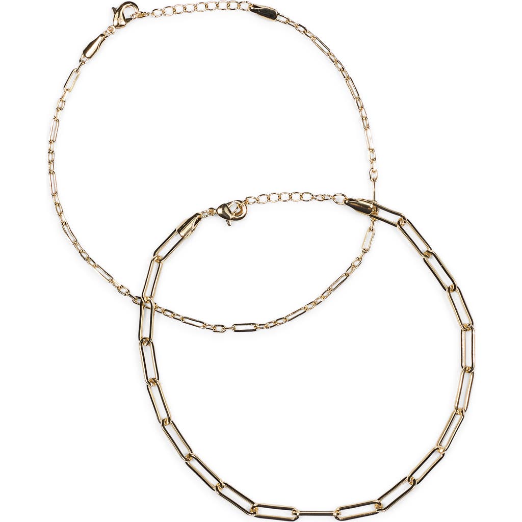 Nordstrom Rack 2-pack Paperclip Chain Anklets In Gold
