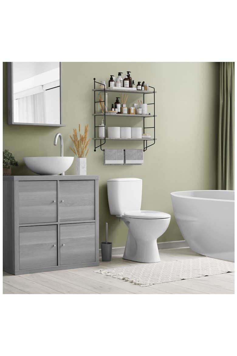 3-Tier Wooden Floating Shelf, Alternate, color, GRAY