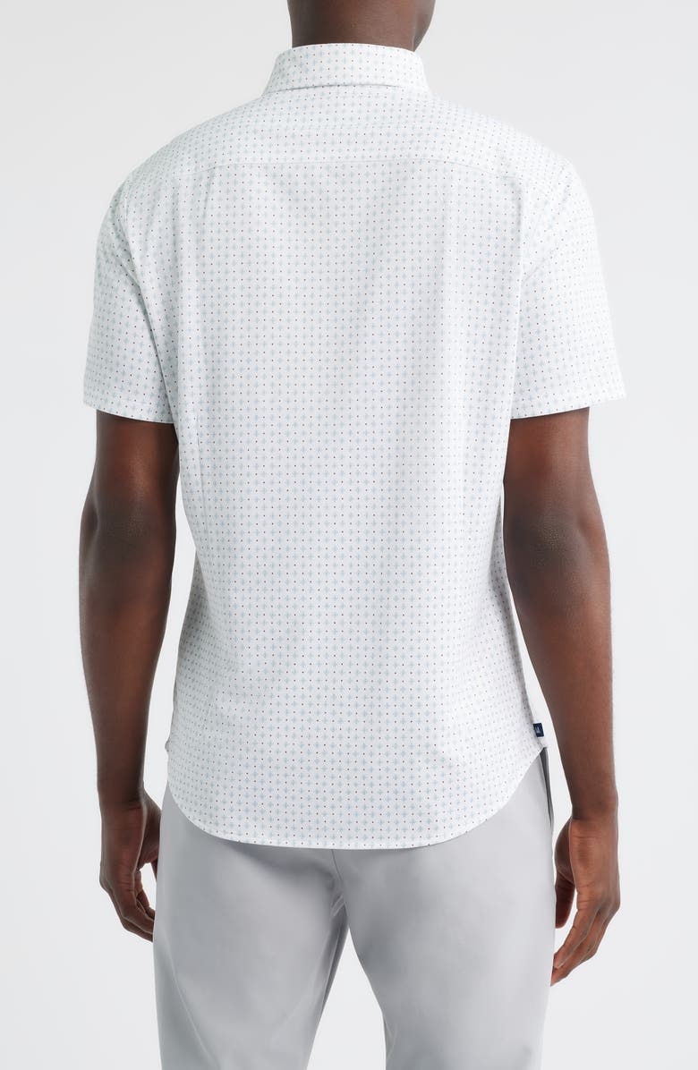 Mizzen+Main Halyard Trim Fit Geo Print Short Sleeve Button-Up Shirt, Alternate, color, Pale Green Pyramid