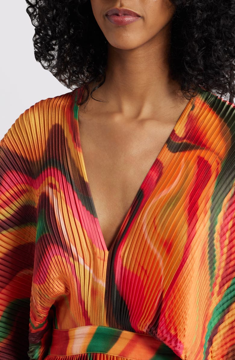 Sia Pleated Long Sleeve Gown