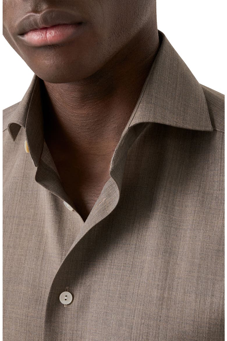 Slim Fit Blue Mélange Wool Dress Shirt, Alternate, color, LIGHT BEIGE