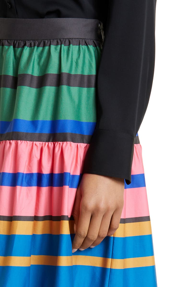 STAUD Sea Leaf Print Maxi Skirt, Alternate, color, Formentera Stripe