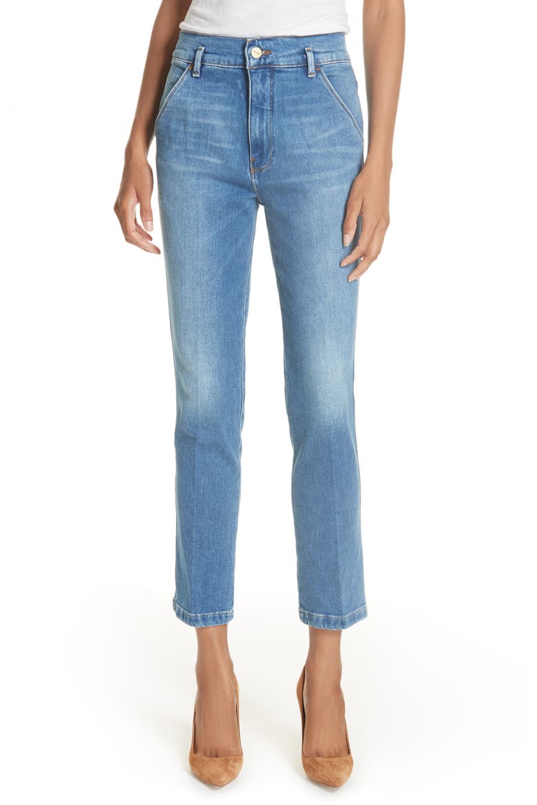 Le Slender Straight Leg Jeans, Main, color, THISTLE