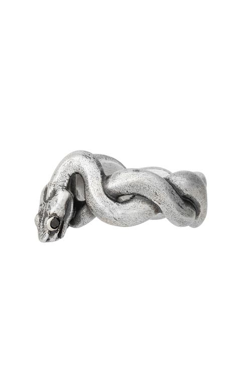 John Varvatos Black Diamond Snake Ring In Silver