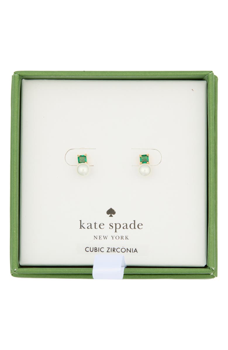 Kate Spade New York Little Gem Mini Stud Earrings, Main, color, Emerald.