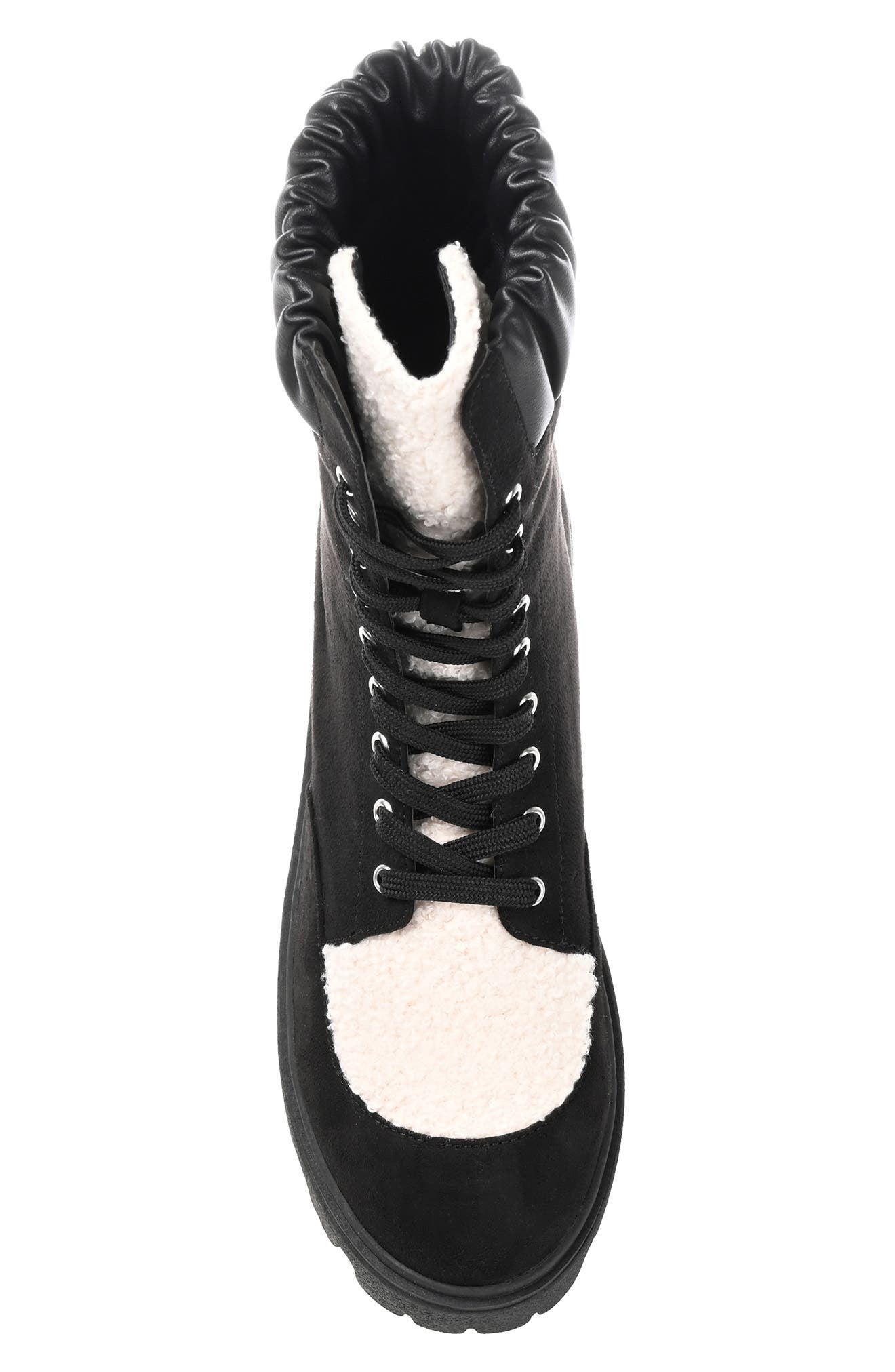 Journee Collection Elibor Faux Shearling Bootie, Alternate, color, Black