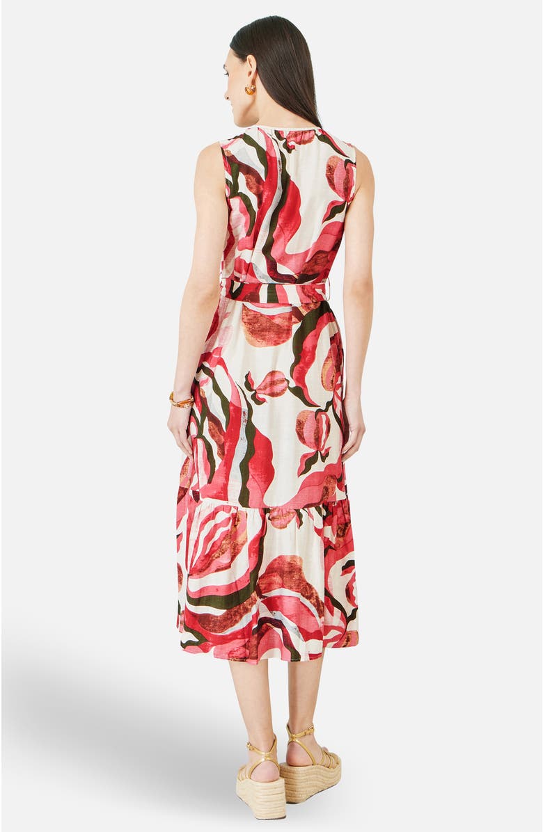 Yumi Viscose Swirl Print Midi Dress, Alternate, color, Pink