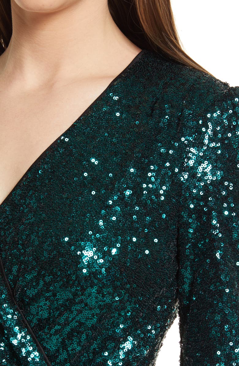 Lulus Get Festive Sequin Long Sleeve Minidress, Alternate, color,