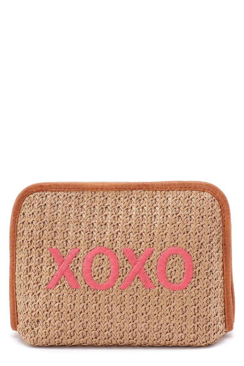 Beauty Straw Cosmetics Case, Main, color, MEADOW WOVEN STRAW