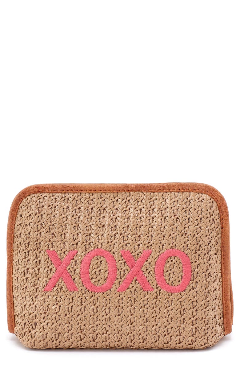 HOBO Beauty Straw Cosmetics Case, Main, color, Meadow Woven Straw