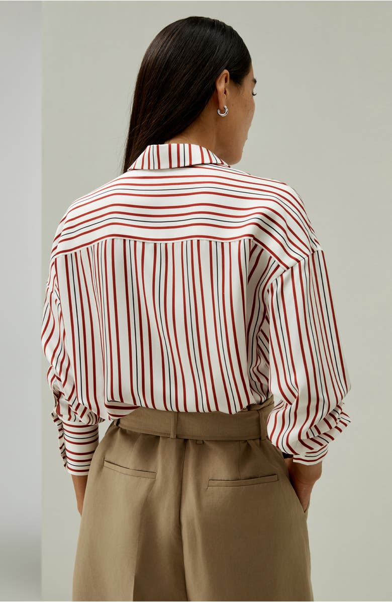 Lilysilk Oversized Striped Silk-Twill Shirt for Women, Alternate, color, Munich Stripe