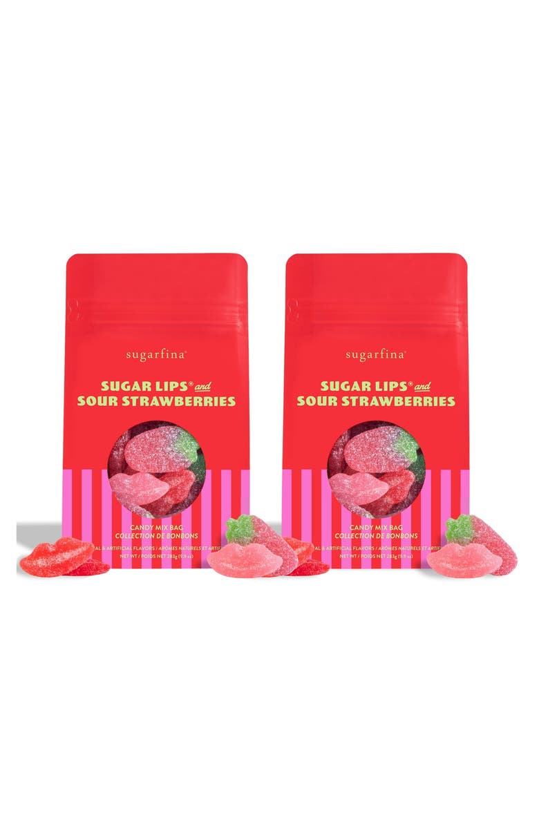 sugarfina Sugar Lips<sup>®</sup> & Sour Strawberries Set of 2 Mixed Candy Bags, Main, color,