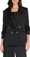 Tahari ASL Double Breasted Crinkle Satin Blazer