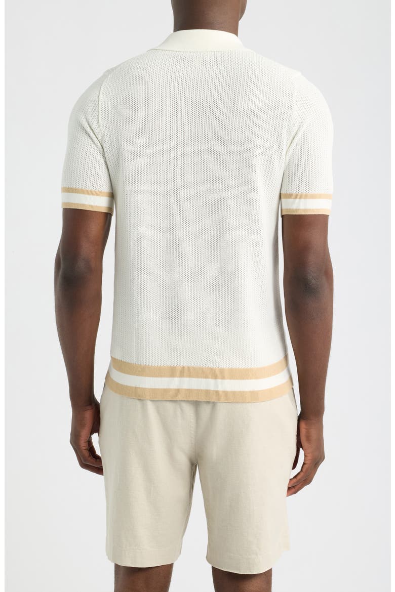 Quinn Open Knit Polo Sweater, Alternate, color, WHITE - 23