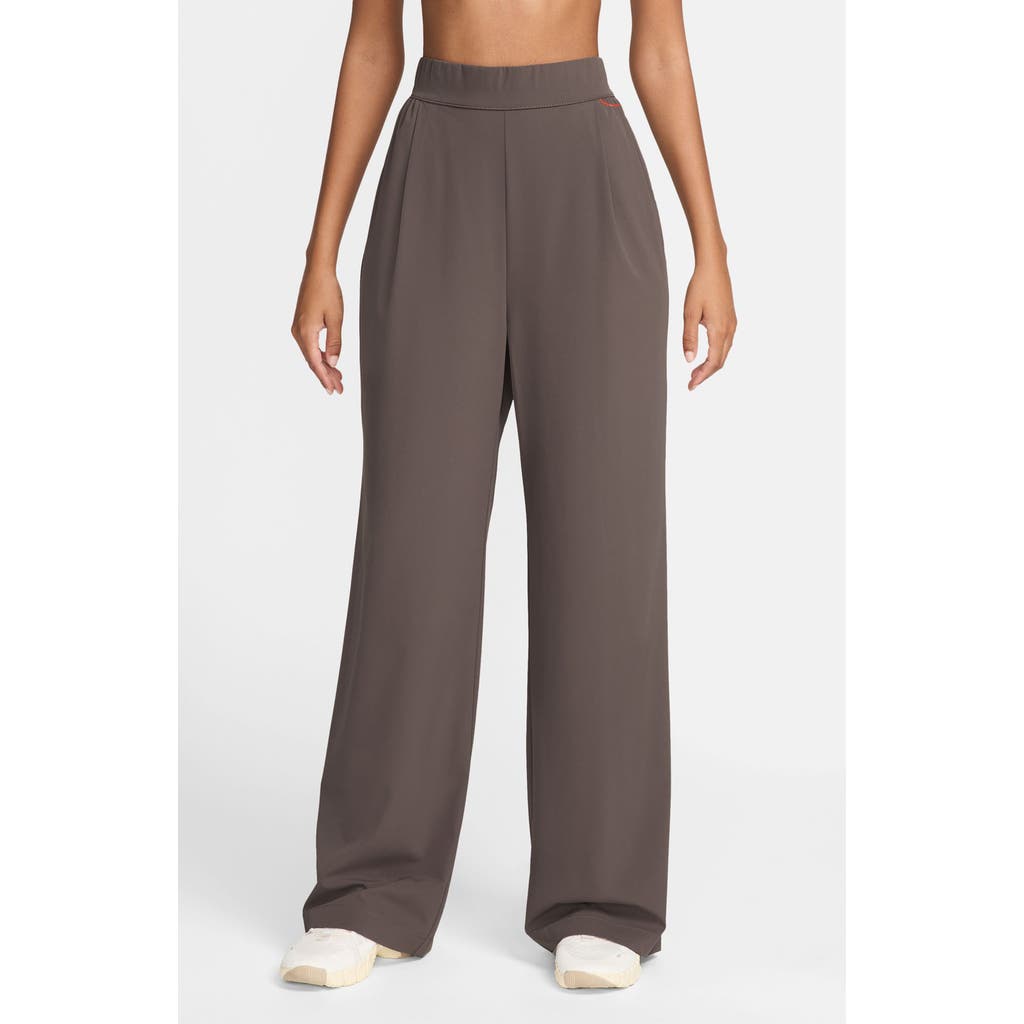 Nike Dri-fit High Waist Wide Leg Pants In Ironstone/ironstone