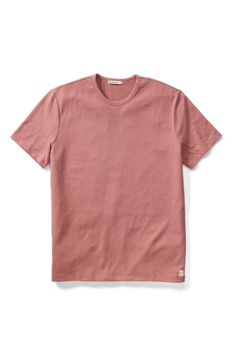 Marine Layer Signature Jacquard Crewneck T-Shirt, Alternate, color, Withered Rose