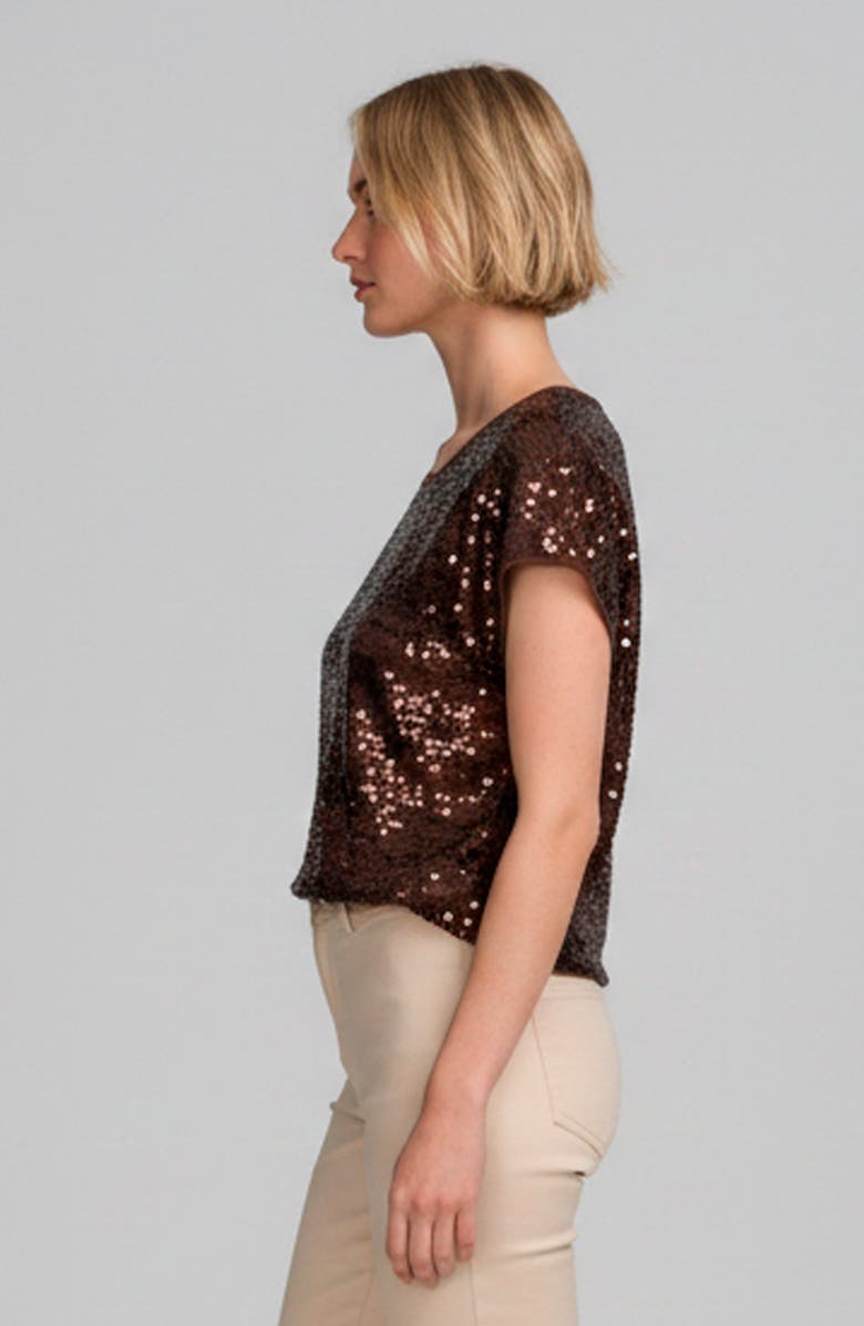 ELLE Collection Sequin Tee, Alternate, color, Cappuccino