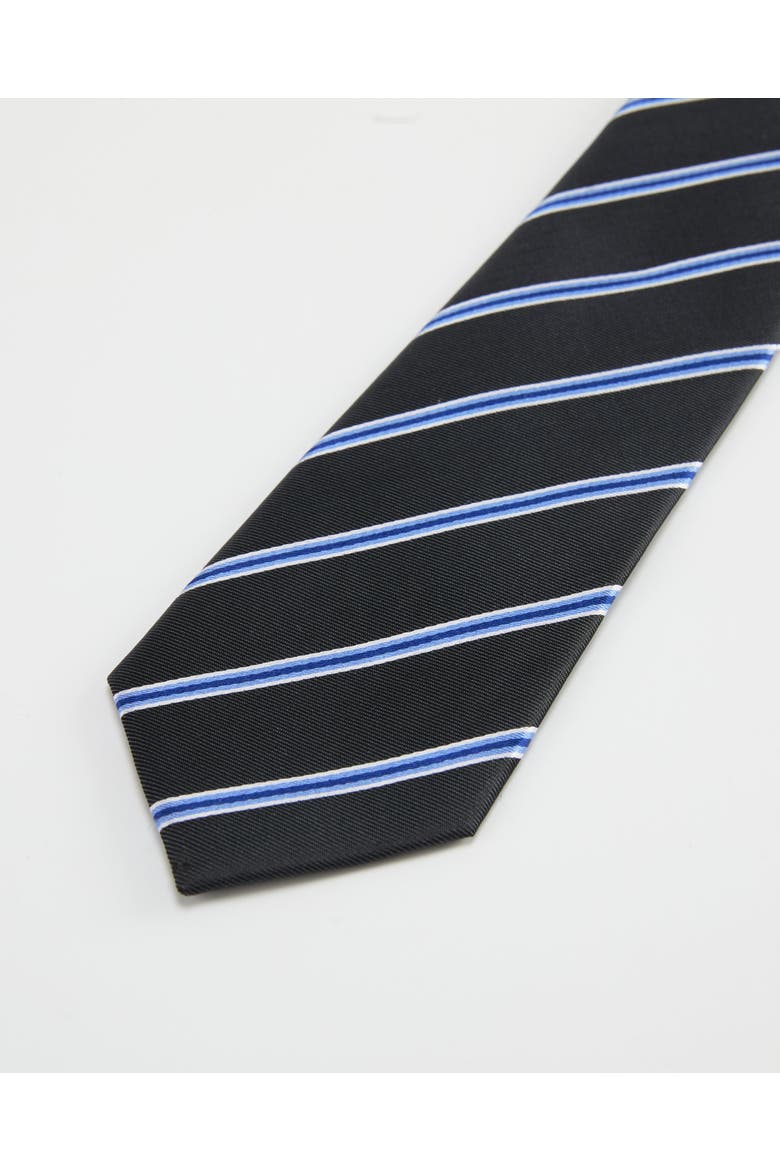 Accent Striped Silk Jacquard Tie, Alternate, color, Navy Blue