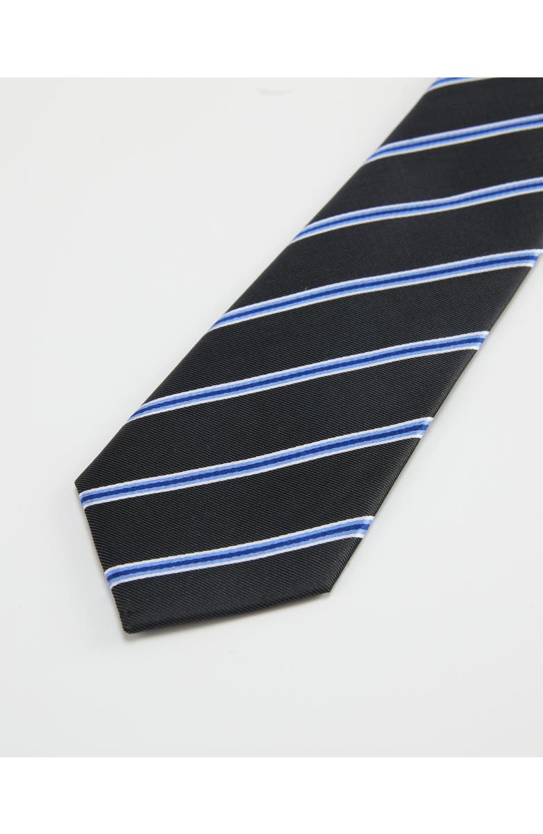 Knottery & Co Accent Striped Silk Jacquard Tie, Alternate, color, Navy Blue