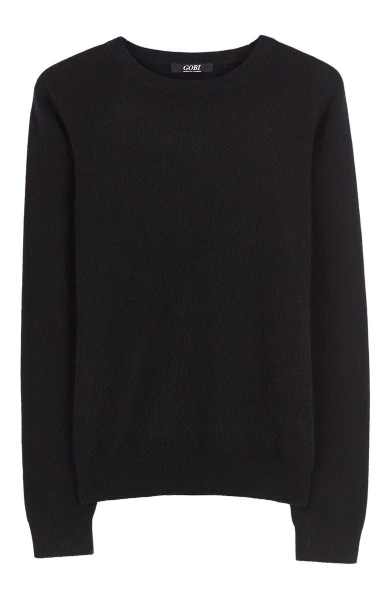 Gobi Cashmere Crew Neck Sweater, Alternate, color, Black