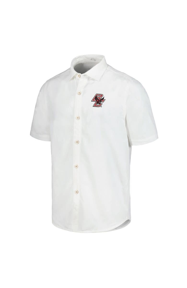 Tommy Bahama Men's Tommy Bahama White Boston College Eagles Coconut Point Palm Vista IslandZone Camp Button-Up Shirt, Alternate, color, 