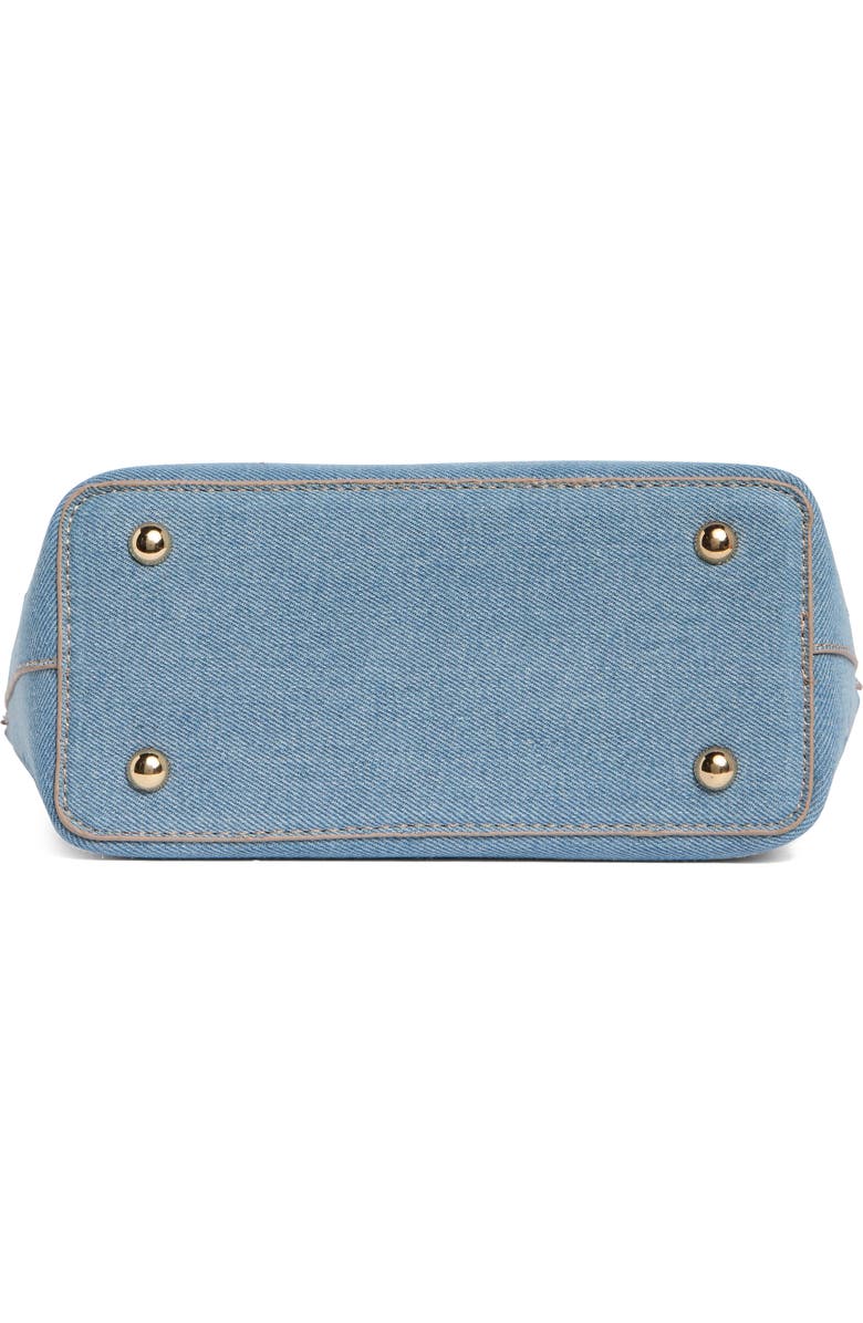 Nanette Lepore Eyelet Embroidered Denim Satchel, Alternate, color, Blue Jeans / Americana Scarf