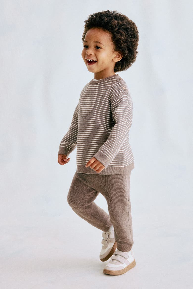 2-Piece Fine-Knit Cotton Set, Alternate, color, Brown/white striped