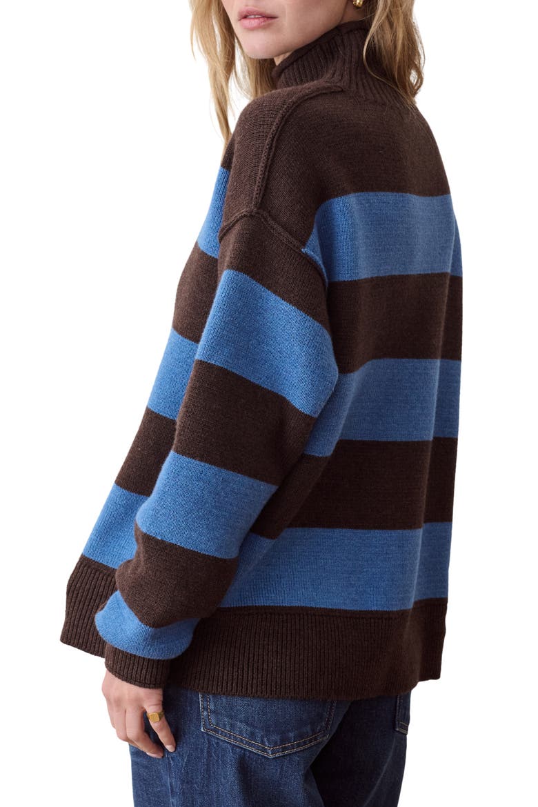 Maggie Rollneck Stripe Sweater, Alternate, color, CHOCOLATE AND CORONET