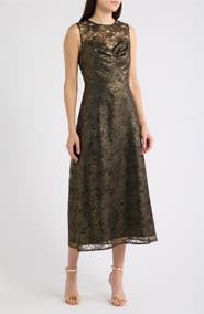 Eliza J Shirred Fit & Flare Midi Dress