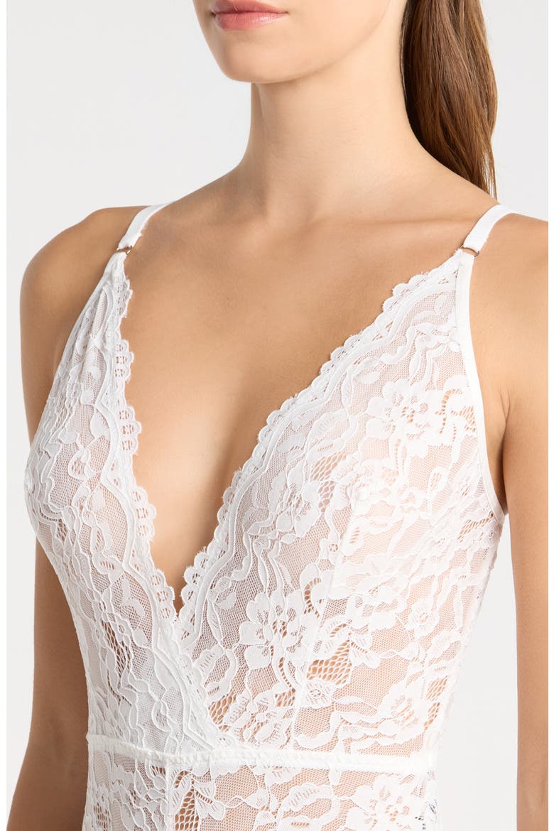 Plunge Lace Teddy, Alternate, color, WHITE