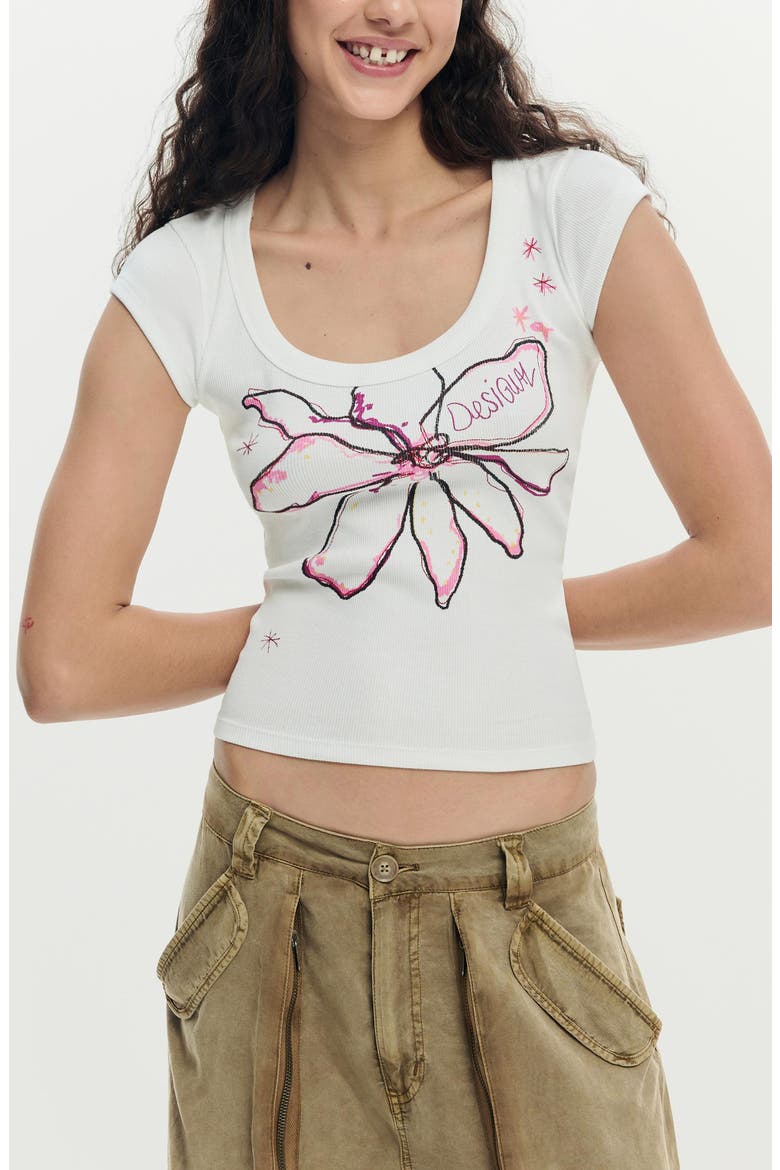 Floral Graphic T-Shirt, Main, color, WHITE