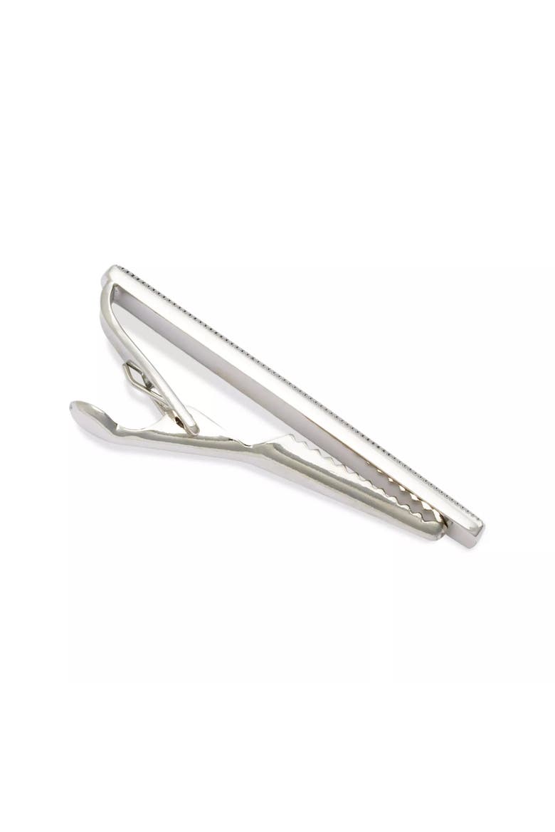 Dotted Frame Mother of Pearl Strip Short Tie Bar, Alternate, color, Silver