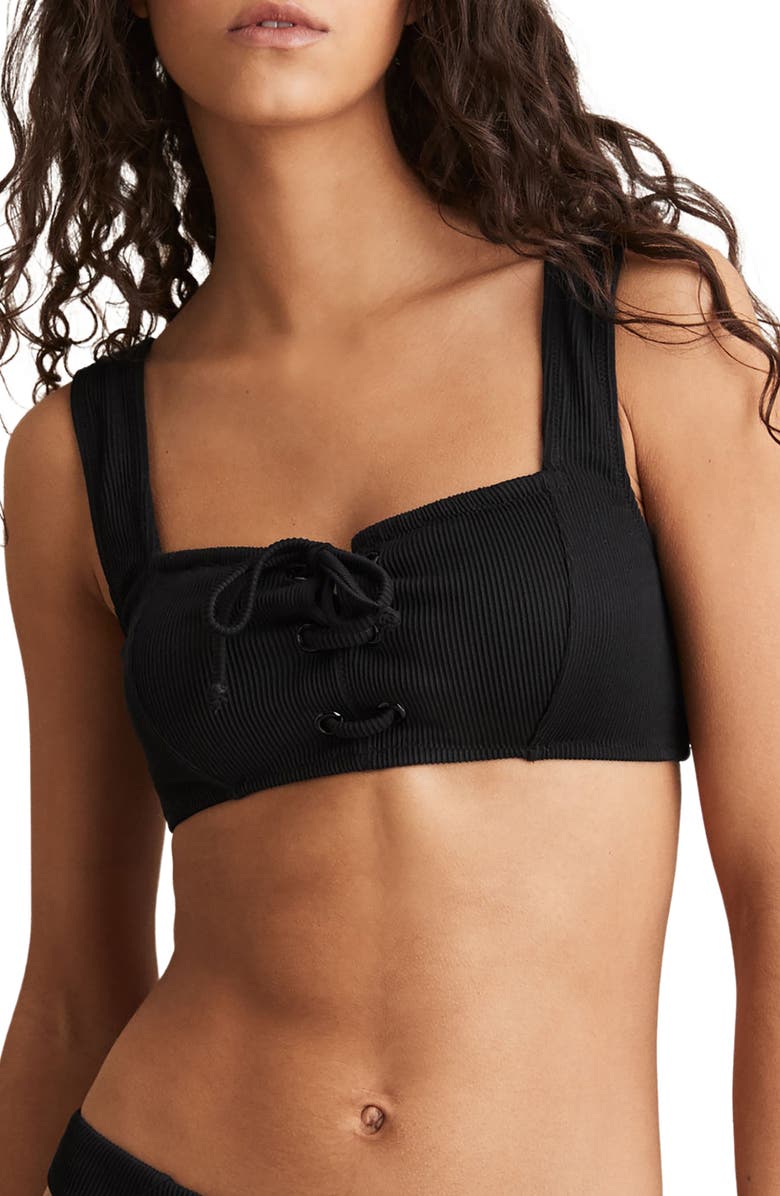 Reiss Dee Rib Bikini Top, Main, color, Black