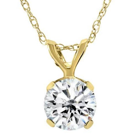 1/5Ct Lab Grown Solitaire Diamond Pendant 14k Gold Necklace