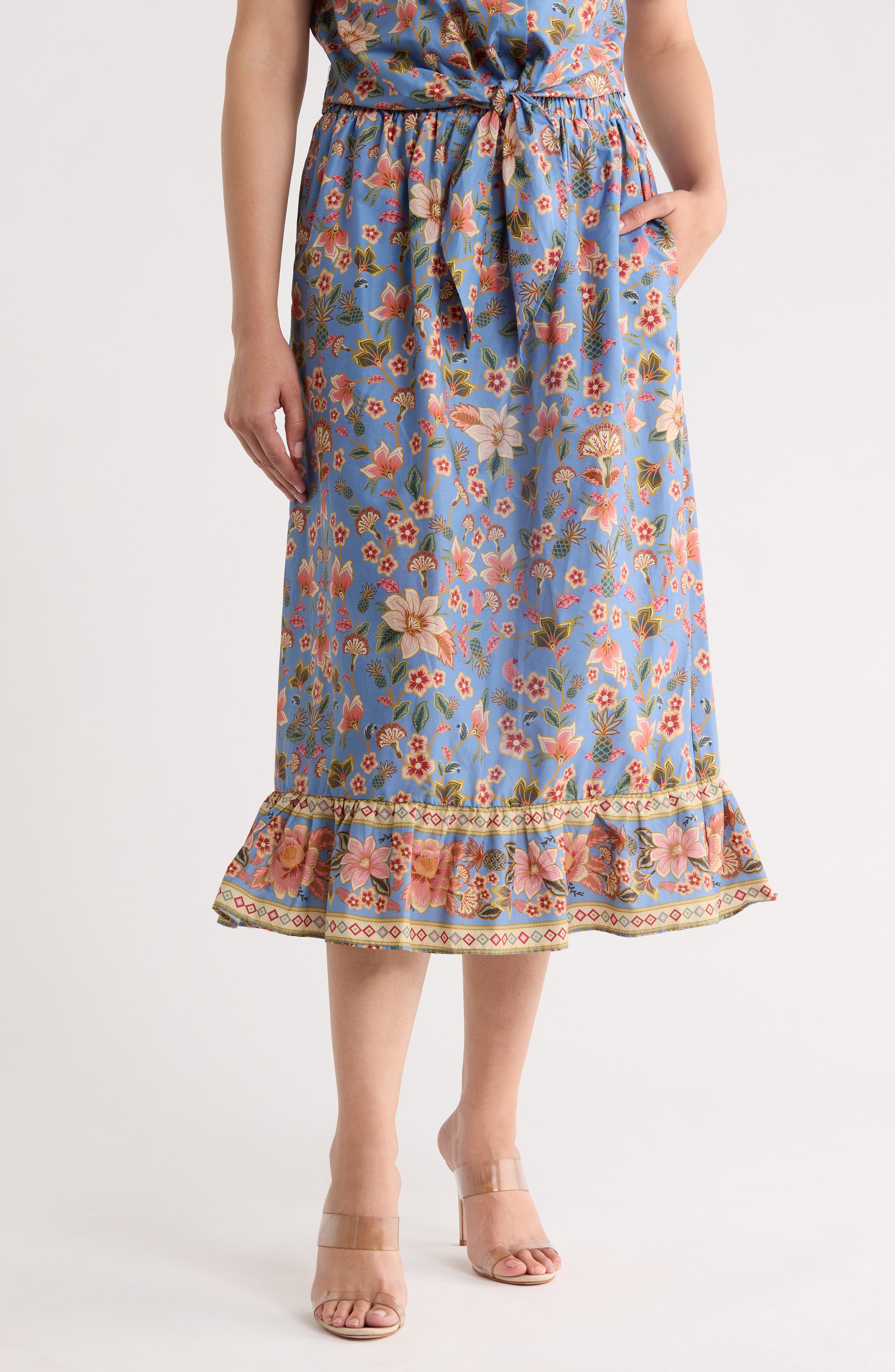 Ruffle Hem Cotton Poplin Skirt - image 3