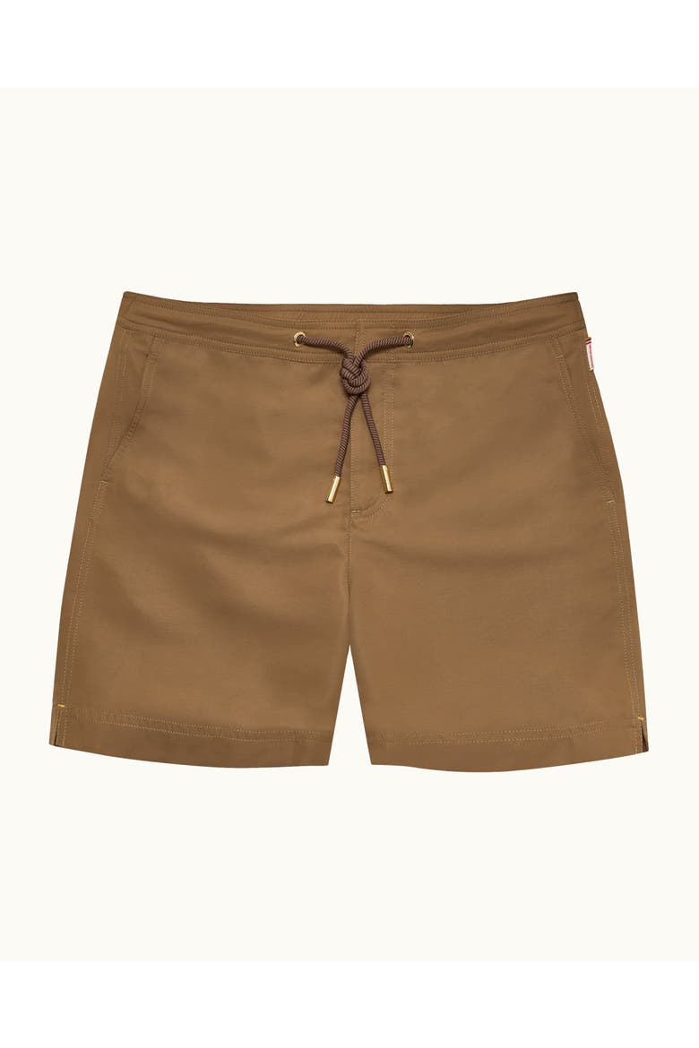 Bulldog Drawcord Mid-Length Lightweight Drawcord Swim Shorts, Alternate, color, Bronze