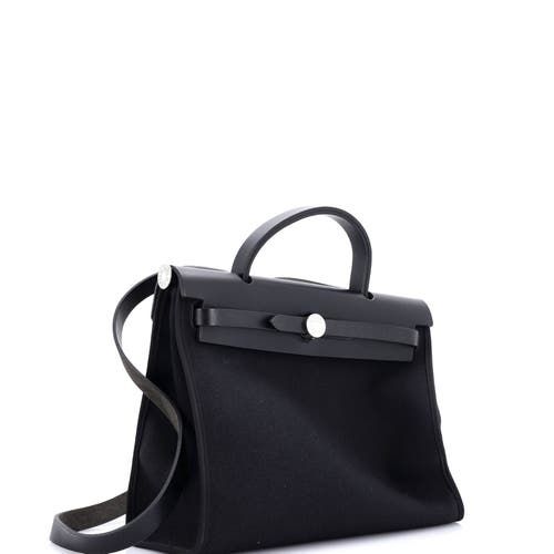 Pre-owned Hermes Hermes Herbag Zip Leather And Toile 31 In Black