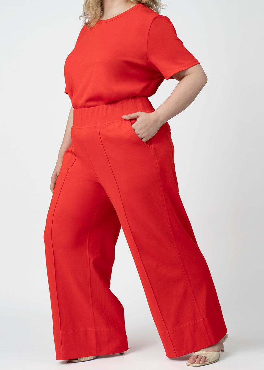SEE ROSE GO CoolROSE Luxe Wide Leg Pant Plus Size in Poppy 