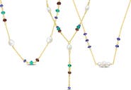 DELMAR Set of 3 Cultured Pearl & Semiprecious Stone Beaded Necklaces