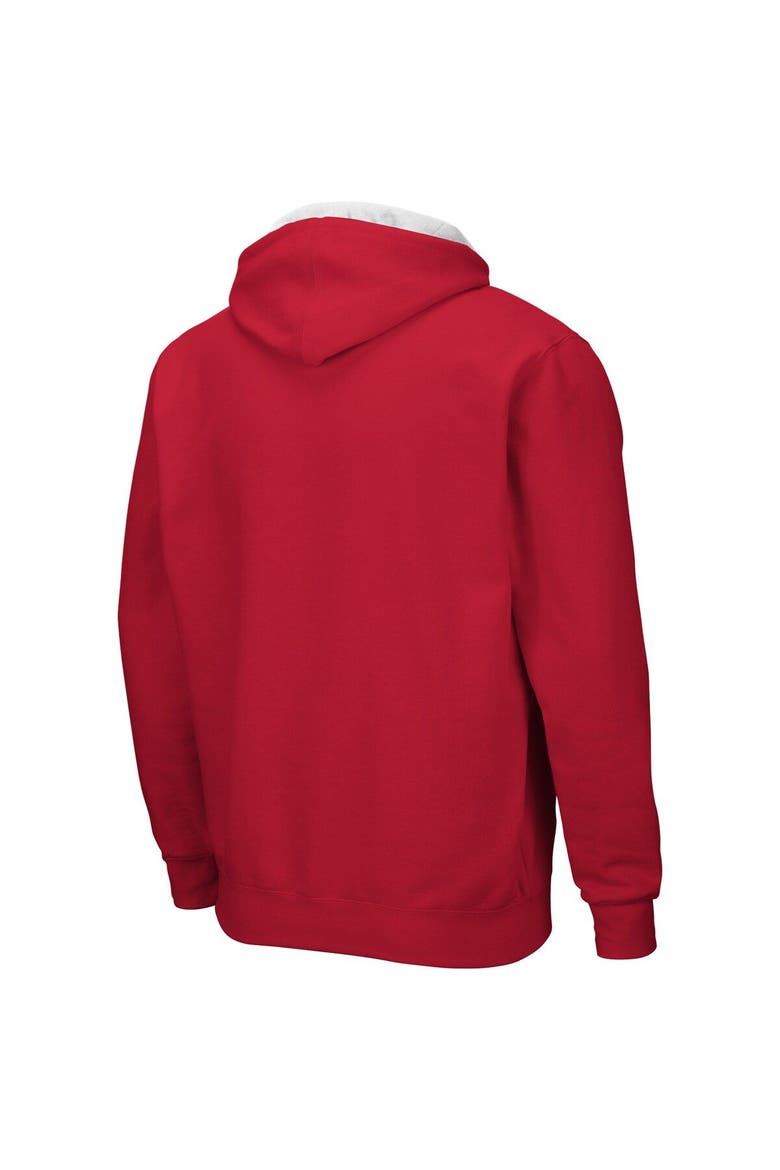 Men's Colosseum  Scarlet Nebraska Huskers Arch & Logo 3.0 Full-Zip Hoodie, Alternate, color, Scarlet