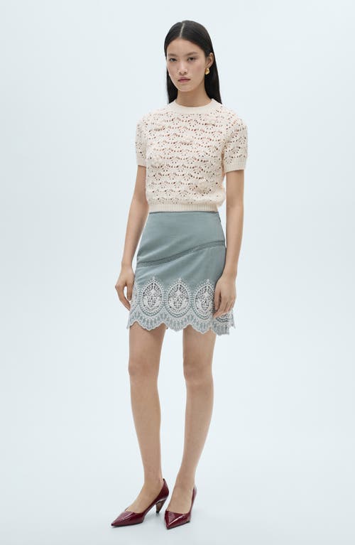 MANGO MANGO OPEN STITCH SHORT SLEEVE CROP SWEATER
