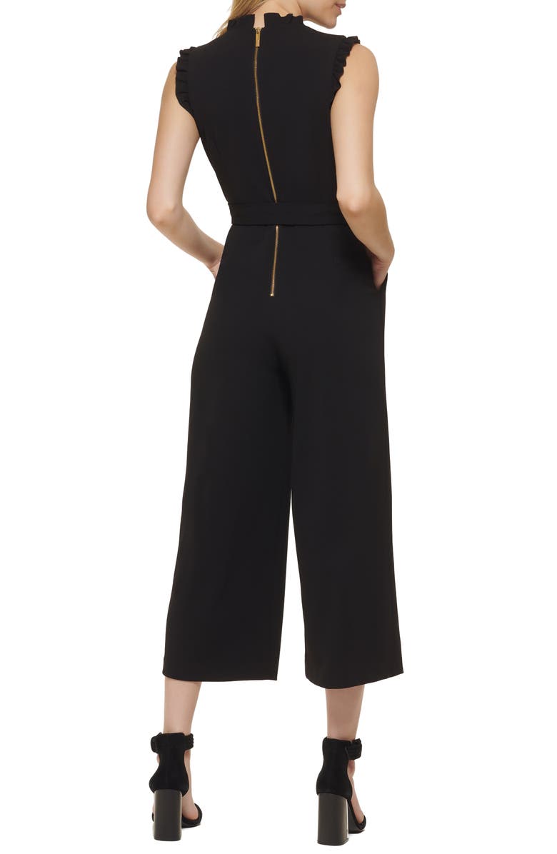 Calvin Klein Ruffle V-Neck Sleeveless Crop Jumpsuit, Alternate, color,